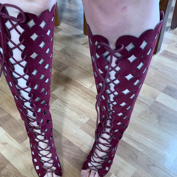 JUST FAB Saucy Burgandy Saucy Boot Heel👠 - Picture 3 of 8